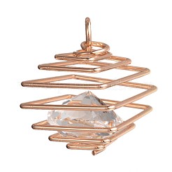 Cube Iron Resin Rhinestone Wire Pendants&nbsp;IFIN-I021-07KCG