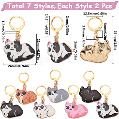 1 Set Cat Alloy Enamel Pendant Locking Stitch Markers&nbsp;HJEW-SC0001-62