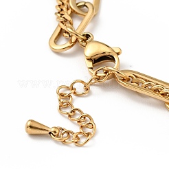 Heart and Round Ball Charm Multi-strand Bracelet&nbsp;BJEW-G639-05G