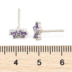 Brass Micro Pave Cubic Zirconia Stud Earrings&nbsp;EJEW-R016-26P-12
