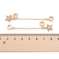 Rack Plating Star Brass Clear Cubic Zirconia European Safety Chains&nbsp;KK-F879-23G