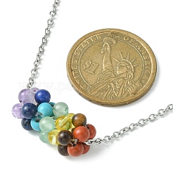 Chakra Natural & Synthetic Gemstone Braided Pendant Necklaces&nbsp;NJEW-TA00090