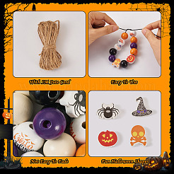 13 Styles Halloween Spray Painted Natural Wood Beads&nbsp;WOOD-TA0001-85