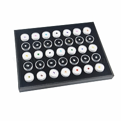 Wood Jewelry Display Case Box with 35 Mini Column Plastic Screw Top Foam Gem Jars&nbsp;CON-NH0001-04B
