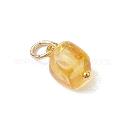 Natural Amber Square Charms&nbsp;PALLOY-JF04834