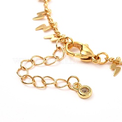 Lightning Bolt Brass Charm Bracelets&nbsp;BJEW-JB06650-01