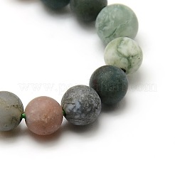 Frosted Natural Indian Agate Round Bead Strands&nbsp;G-M063-8mm-01