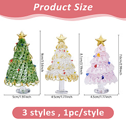 3Pcs 3 Styles Glass Christmas Tree Display Decorations&nbsp;DIY-DC0008-25