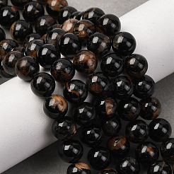 Natural Black Tourmaline Beads Strands&nbsp;X-G-F666-05A-8mm