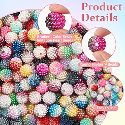 400Pcs 10 Colors Gradient Color Resin Imitation Pearl Beads&nbsp;RESI-NB0002-02