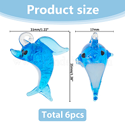 6Pcs Luminous Glass Pendants&nbsp;GLAA-HS0001-20