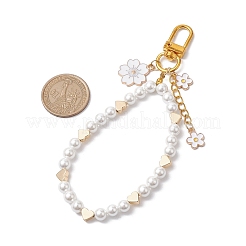 Shell Pearl Beads Strap & Flower Alloy Enamel Pendant Decorations&nbsp;HJEW-JM02019
