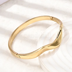 Curved 304 Stainless Steel Hinged Bangles for Women&nbsp;BJEW-B168-07G