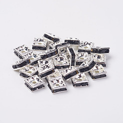 Brass Rhinestone Spacer Beads&nbsp;RB-A013-6x6-02S