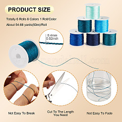 6 Rolls 6 Colors 6-Ply Polyester Metallic Thread&nbsp;OCOR-TA0003-11E