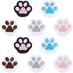 30Pcs 5 Colors Paw Print Polyester Computerized Embroidery Cloth Sew on Patches&nbsp;PATC-CY0001-67