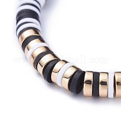 Handmade Polymer Clay Heishi Beads Stretch Bracelets&nbsp;BJEW-JB05300-02