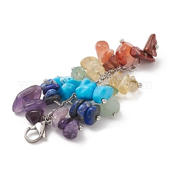 Chakra Natural & Synthetic Mixed Gemstone Chip Beaded Pendant Decorations&nbsp;HJEW-JM01235-01