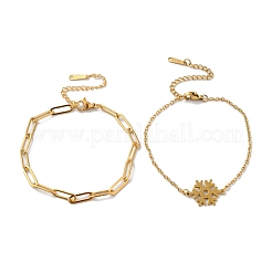 304 Stainless Steel Paperclip Chains & Cable Chain Bracelet Sets&nbsp;AJEW-U005-05D-G