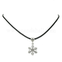 Tibetan Style Alloy Snowflake Pendant Necklaces&nbsp;NJEW-JN04538