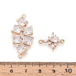 Brass Cubic Zirconia Links/Connector Charms&nbsp;KK-T072-45G