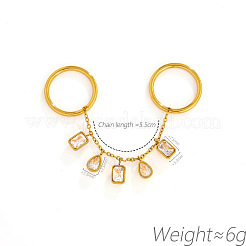 304 Stainless Steel & Cubic Zirconia Double Finger Rings&nbsp;WGBA935-01