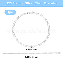 1Pc 925 Sterling Silver Curb Chain Bracelets&nbsp;BJEW-BBC0001-06C