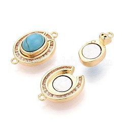 Brass Pave Clear Cubic Zirconia Magnetic Clasps&nbsp;KK-N287-10G-01