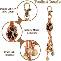 4Pcs Natural Mixed Gemstone Keychain&nbsp;HJEW-PH01540
