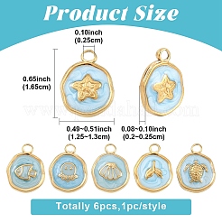 6Pcs 6 Styles 304 Stainless Steel Pendants&nbsp;STAS-YW0011-12G