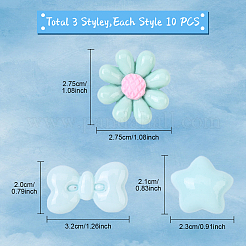 30Pcs 3 Styles Resin Cabochon&nbsp;CRES-YW0001-41