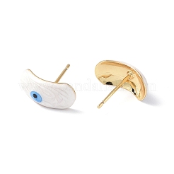 Enamel Curved Oval with Evil Eye Stud Earrings&nbsp;EJEW-G334-02G-01