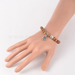 Wood Beaded Stretch Bracelets&nbsp;BJEW-JB02126-01