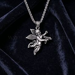 Halloween Alloy Skull Angel Pendant Necklaces&nbsp;WGD7B56-01