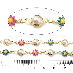 Brass Enamel Daisy Link Chains&nbsp;CHC-G024-06G