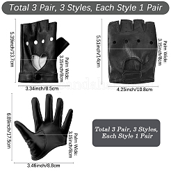 3 Pairs 3 Styles Imitation Leather Fingerless Gloves&nbsp;AJEW-CL0004-94