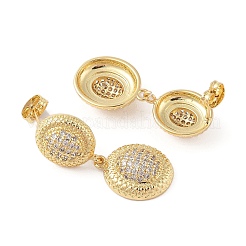 Rack Plating Brass Micro Pave Clear Cubic Zirconia Stud Dangle Earrings for Women&nbsp;EJEW-G394-01A-G