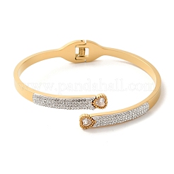 Clear Cubic Zirconia Open Cuff Bangles&nbsp;BJEW-C078-02B-G