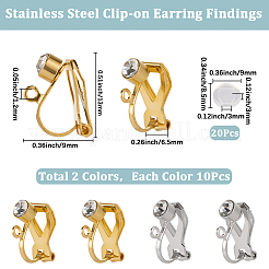 20Pcs 2 Colors 316 Surgical Stainless Steel Rhinestone Clip-on Earring Settings&nbsp;STAS-SP0001-95