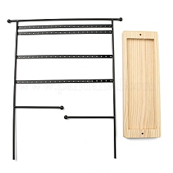 Iron Jewelry Display Stand with Wood Tray&nbsp;AJEW-Z032-01A