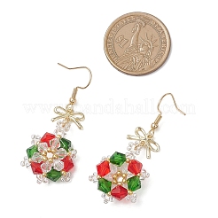 Stainless Steel Glass Snowflake Dangle Earrings&nbsp;EJEW-MZ00604