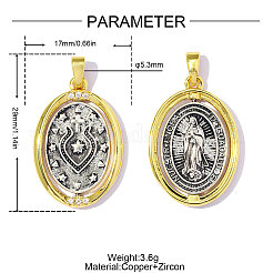 Brass Micro Pave Clear Cubic Zirconia Pendants&nbsp;CU-OY001-93G