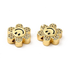 Rack Plating Brass Cubic Zirconia Beads&nbsp;KK-M232-01G
