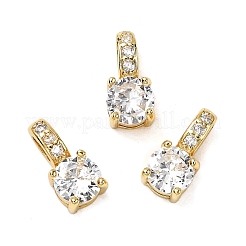 Round Brass Micro Pave Cubic Zirconia Charms&nbsp;KK-C134-09G
