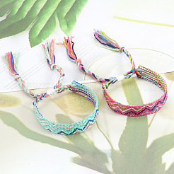 Cotton Braided Wave Pattern Cord Bracelet&nbsp;FIND-PW0013-002
