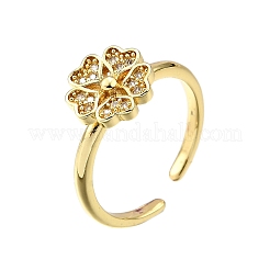 Brass Micro Pave Clear Cubic Zirconia Cuff Rings for Women&nbsp;RJEW-H247-27G
