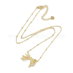 304 Stainless Steel Crystal Rhinestone Satellite Chain Bowknot Pendant Necklaces for Women&nbsp;NJEW-C055-10G