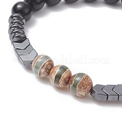 Dyed Natural & Synthetic Mixed Gemstone Arrow Beaded Strech Bracelet for Women&nbsp;BJEW-JB09364