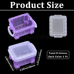 8Pcs 8 Colors Translucent Plastic Latch Storage Boxes&nbsp;CON-PA0001-10