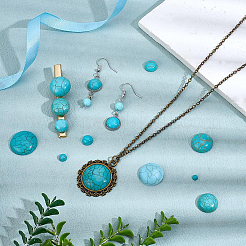 180Pcs 8 Styles Craft Findings Dyed Synthetic Turquoise Gemstone Flat Back Dome Cabochons&nbsp;G-PH0003-28